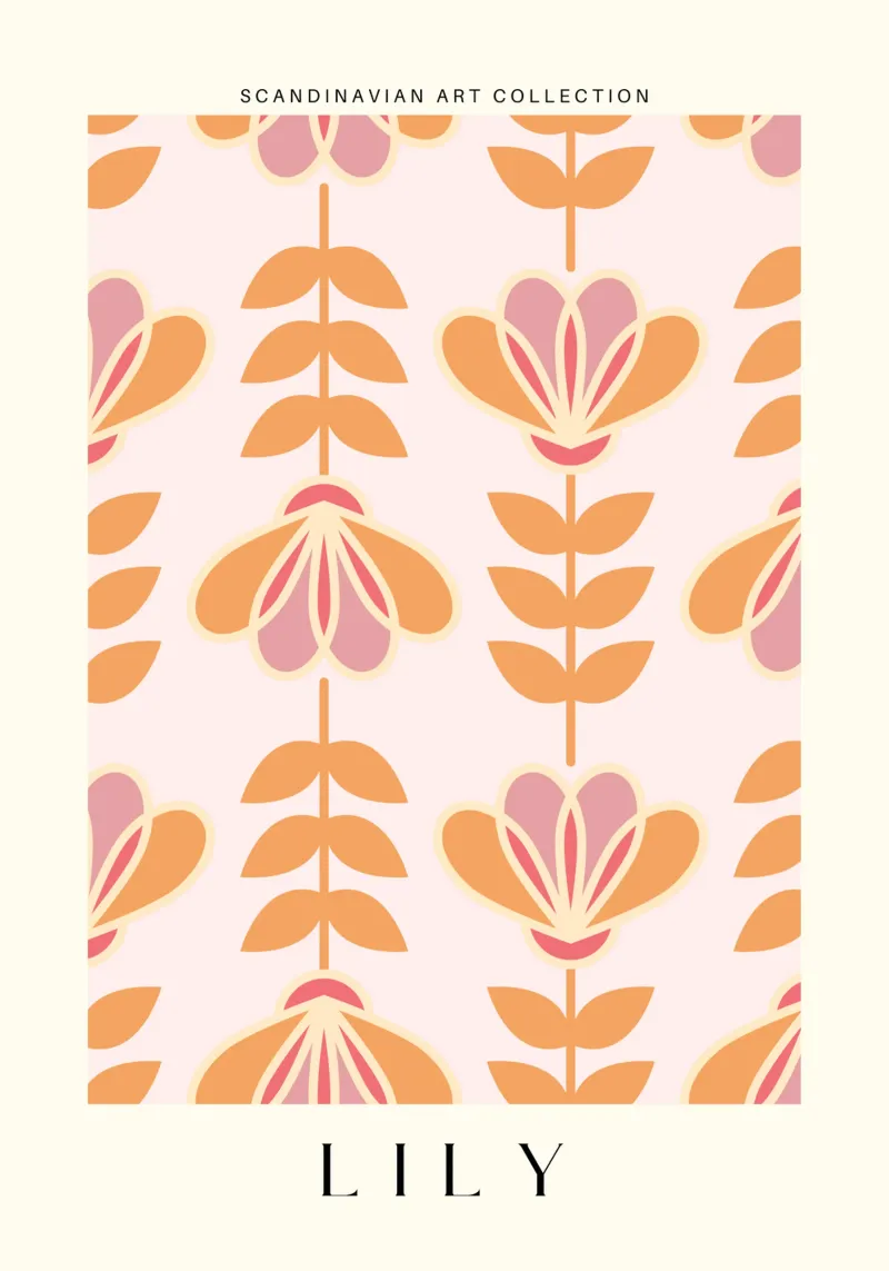 Lily - Calore floreale nordico poster con telaio in legno da Studio Mooodz
