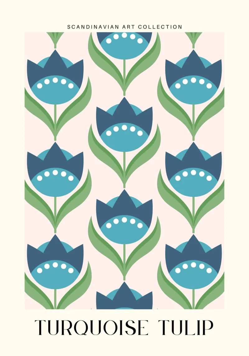 Tulipano turchese - Charm floreale nordico poster da Studio Mooodz