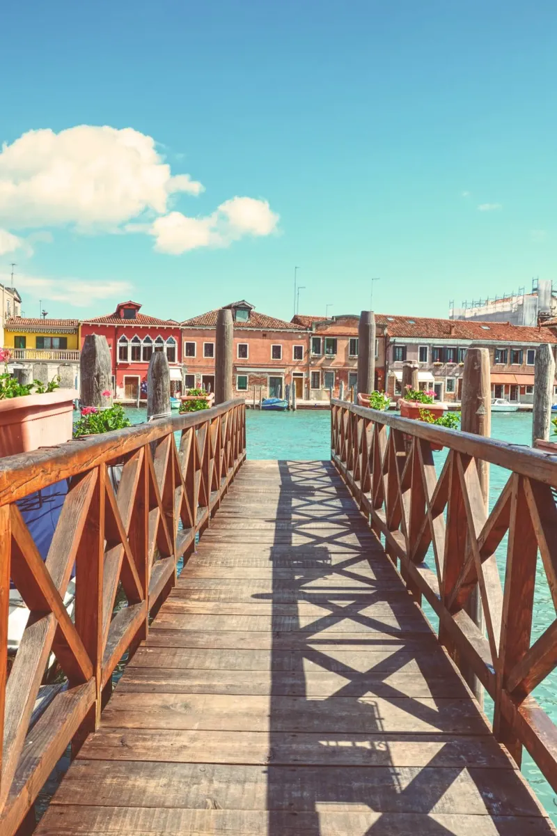 Wooden bridge in Murano (Venice) Italy poster with wooden frame by amuellerfotografie
