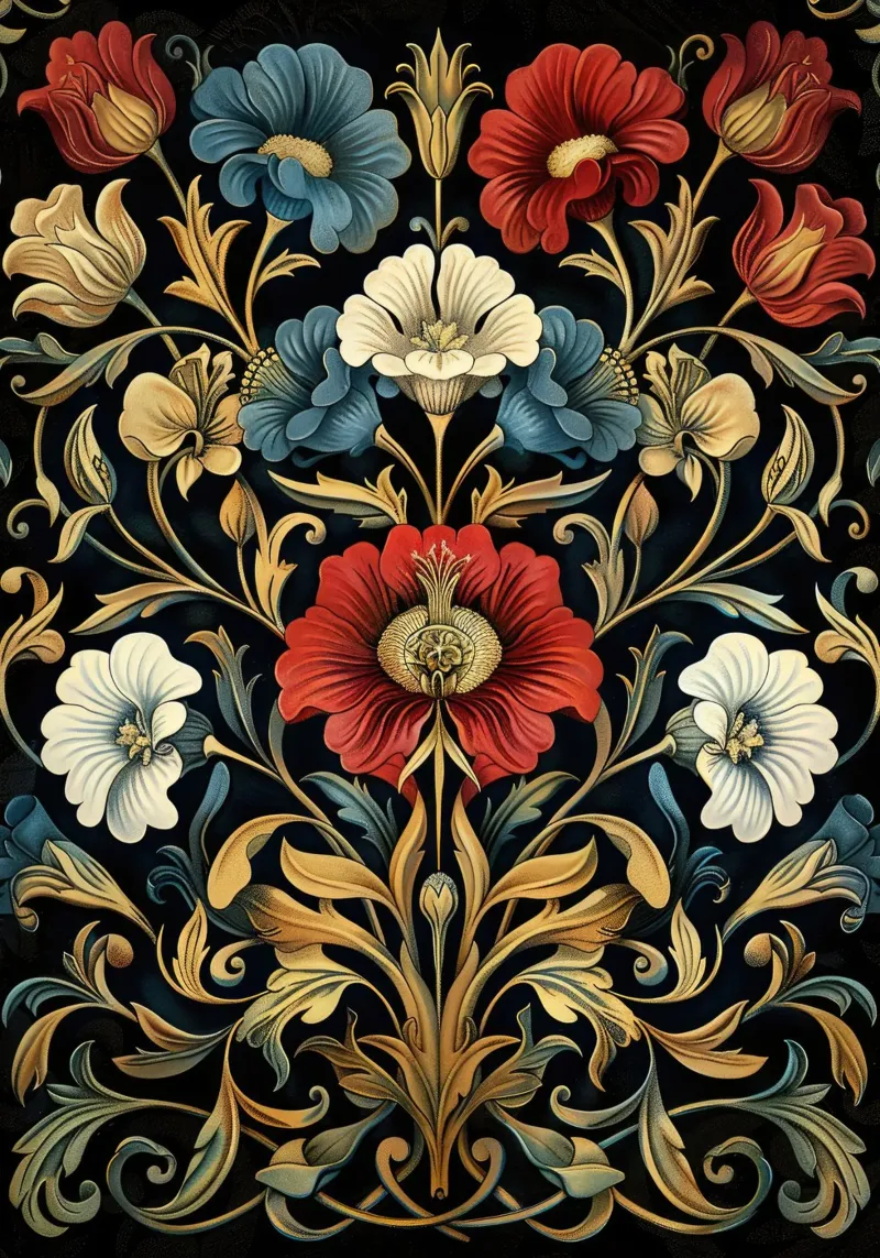 Foglie e magia dei fiori: il mondo di William Morris poster con telaio in plastica da Nikis Art Studio