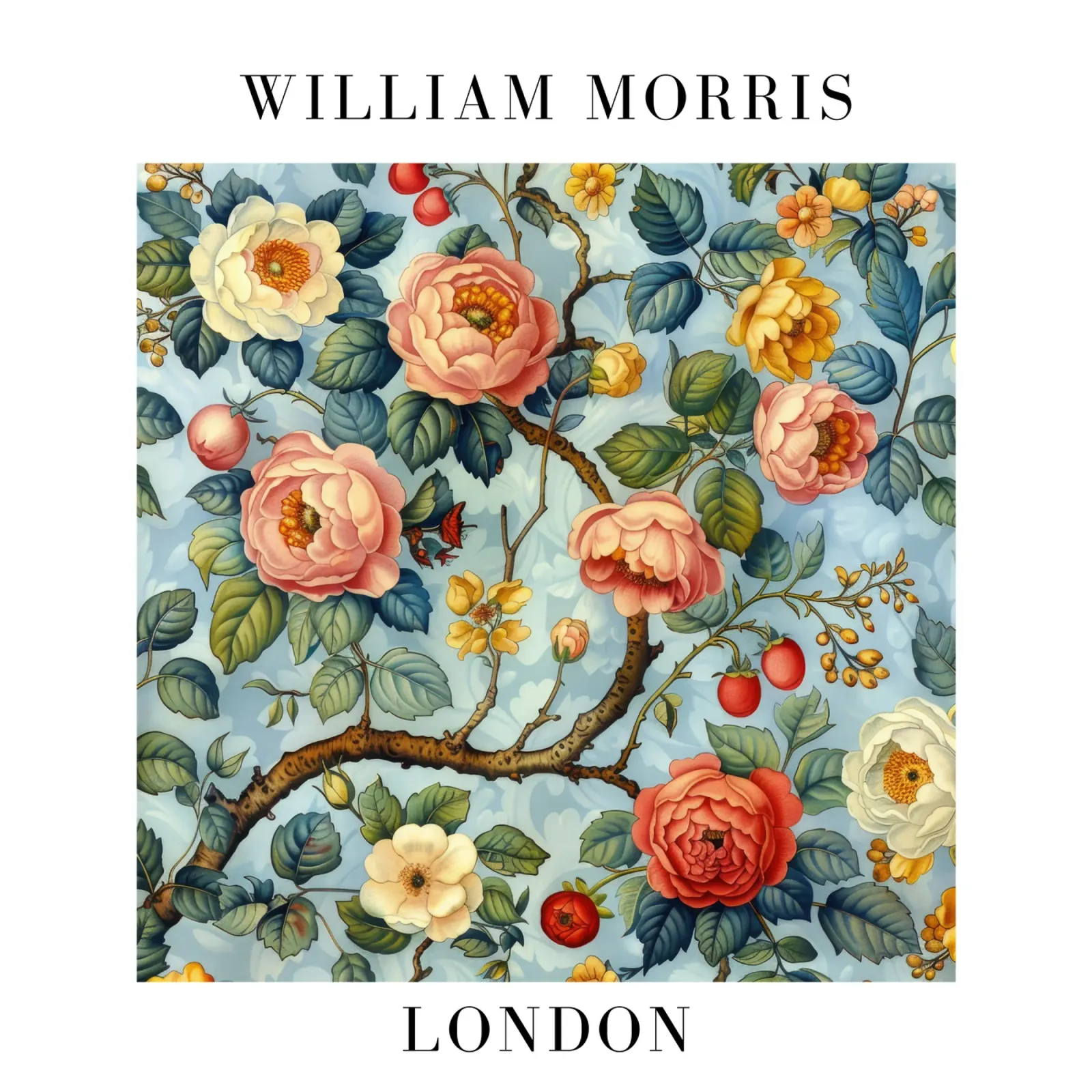 Focus on natural patterns: William Morris in bloom poster with aluminum frame by Nikis Art Studio