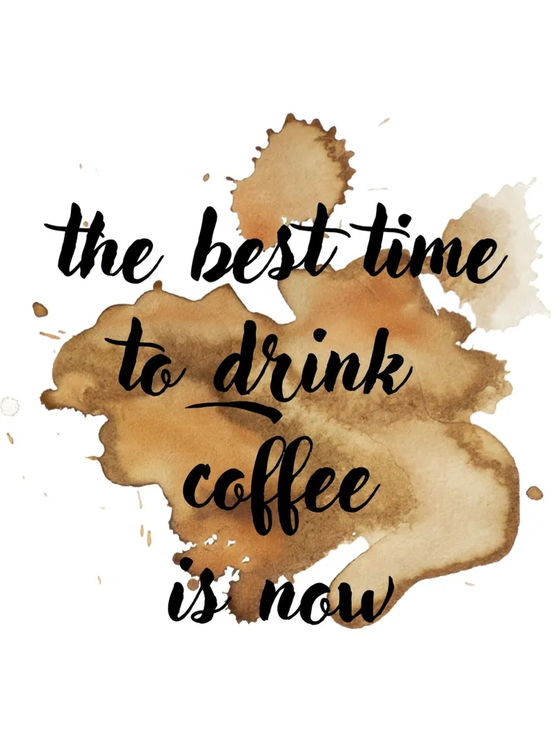 il momento migliore per bere caffè è adesso poster con telaio in legno da ArtDesign by KBK