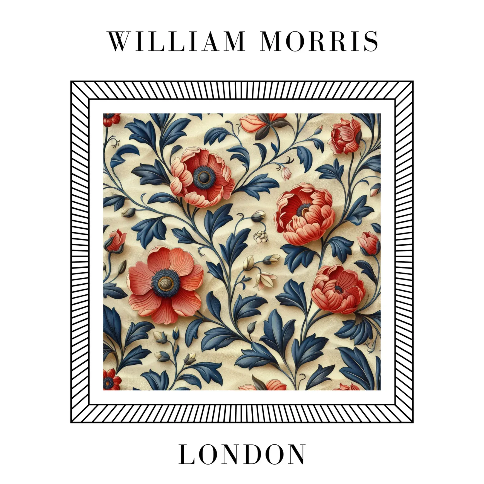 William Morris "Victorian Flower Art" poster with wooden frame by Nikis Art Studio