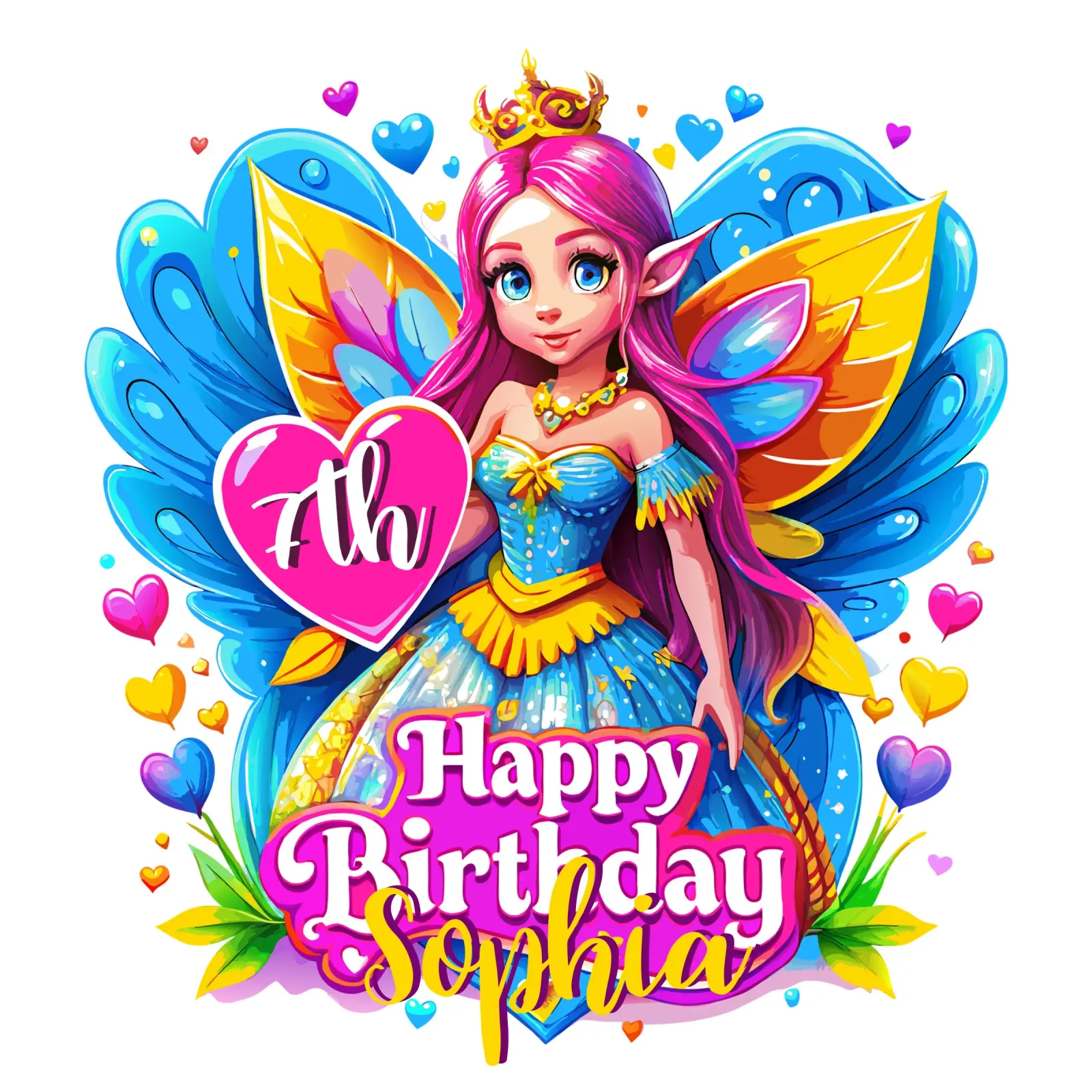 Célébration de l'anniversaire de la fée princesse - Nom et âge personnalisés toile de Artnesia