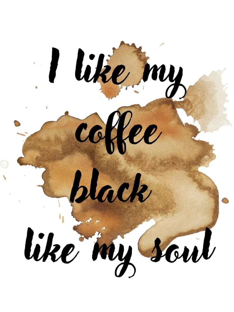 Il caffè mi piace nero come la mia anima poster con telaio in alluminio da ArtDesign by KBK