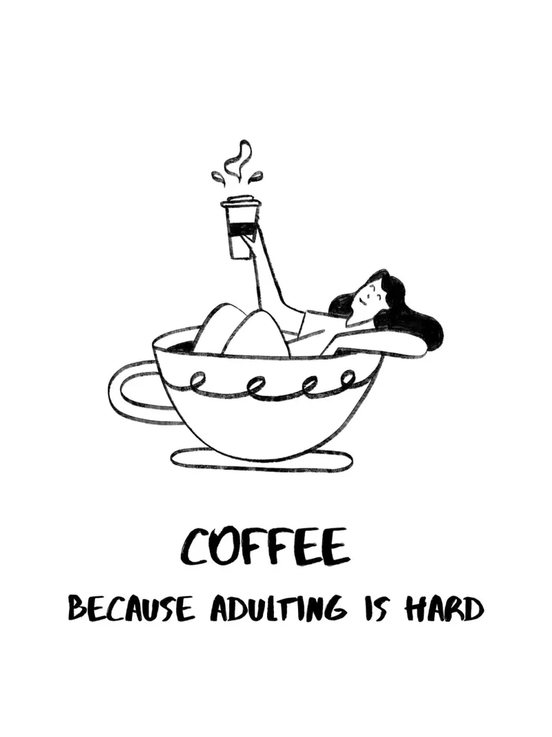 CAFFÈ PERCHÉ ESSERE ADULTI È DIFFICILE IV alluminio dibond da ArtDesign by KBK