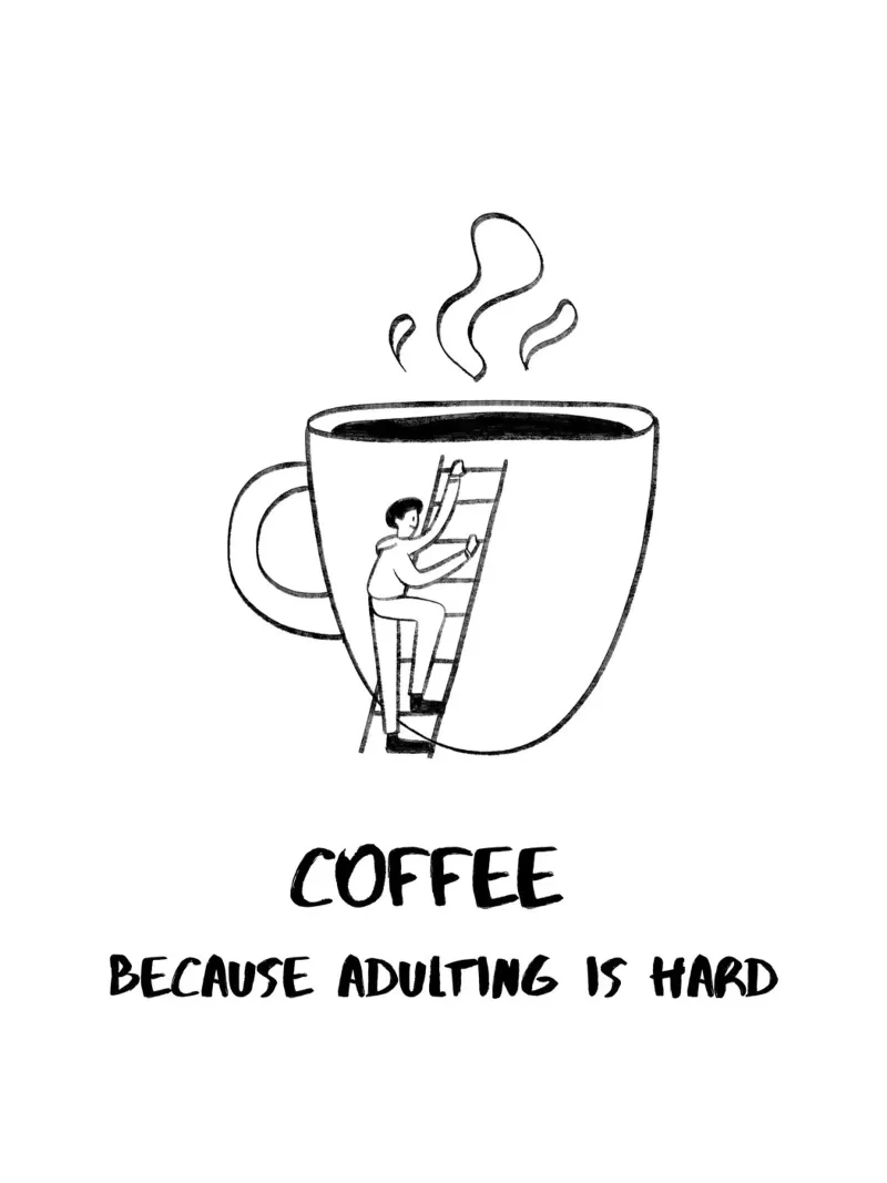 CAFFÈ PERCHÉ ESSERE ADULTI È DIFFICILE V carta hahnemühle da ArtDesign by KBK