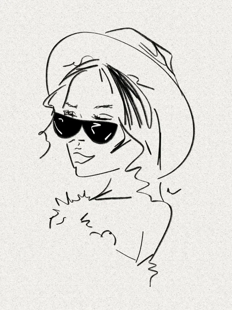 Donna con cappello e occhiali da sole poster con telaio in alluminio da ArtDesign by KBK