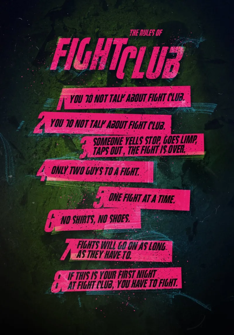 Fight Club Rules poster con telaio in alluminio da nabakumov