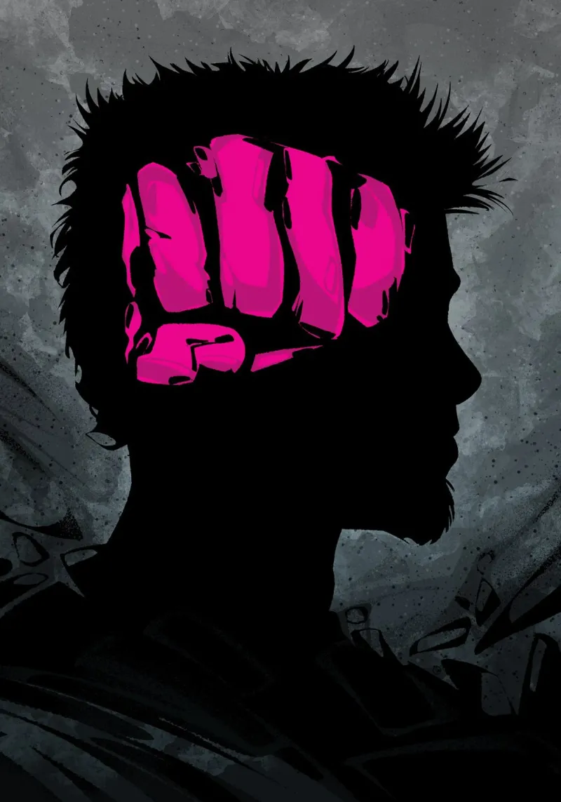 Fight Club Fist Brain poster con telaio in plastica da nabakumov