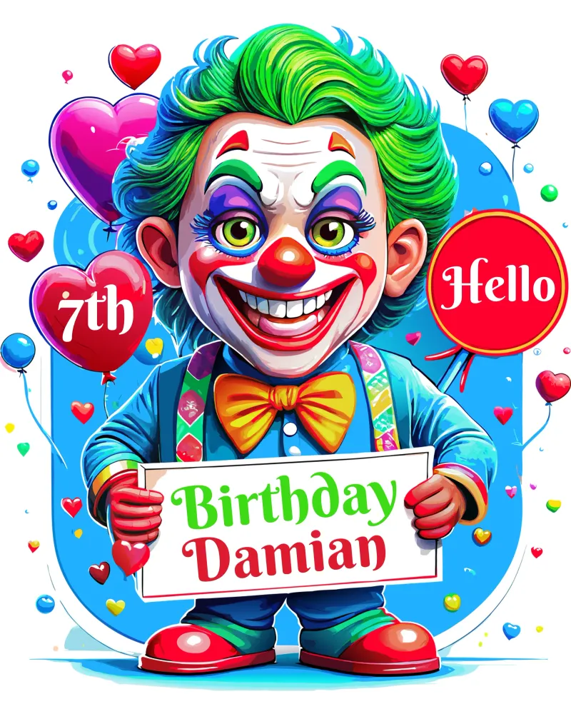 Joker Clown Birthday Kids Holding Ballons - Custom All Text canvas by Artnesia