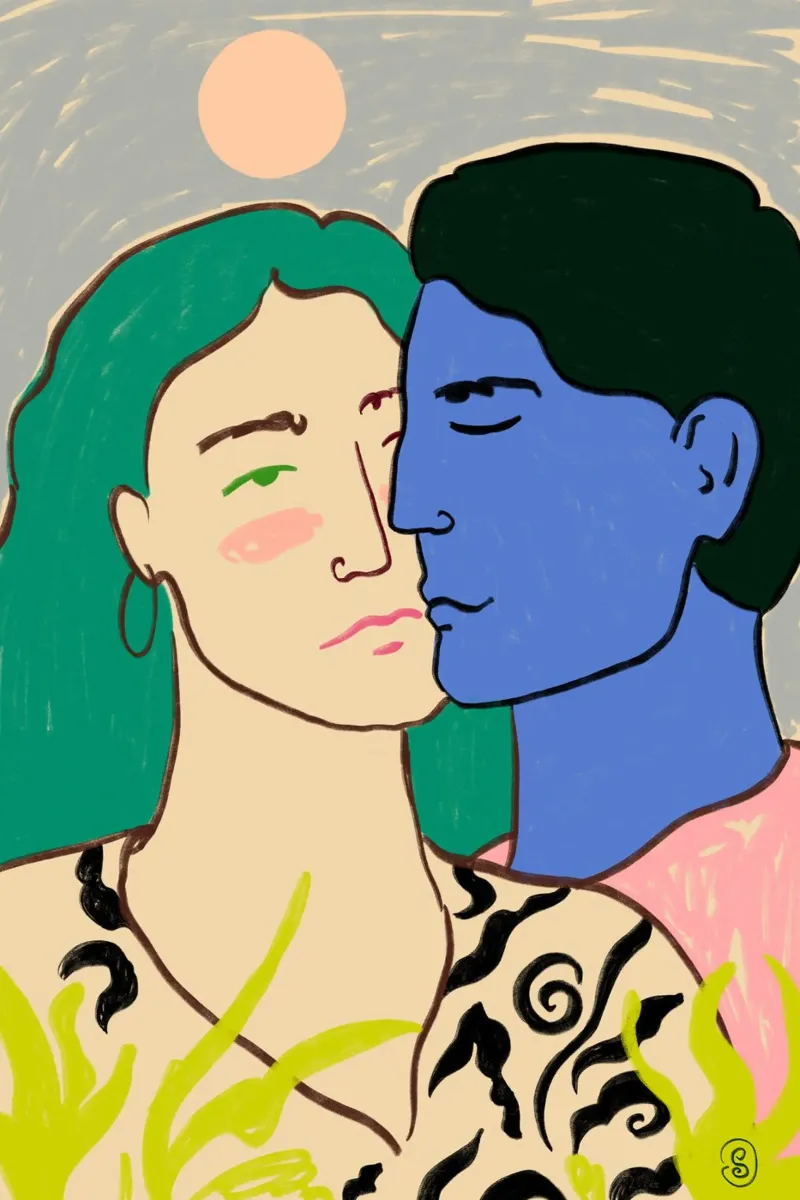 COUPLE SOUS LA LUNE hahnemühle de Sandra Poliakov