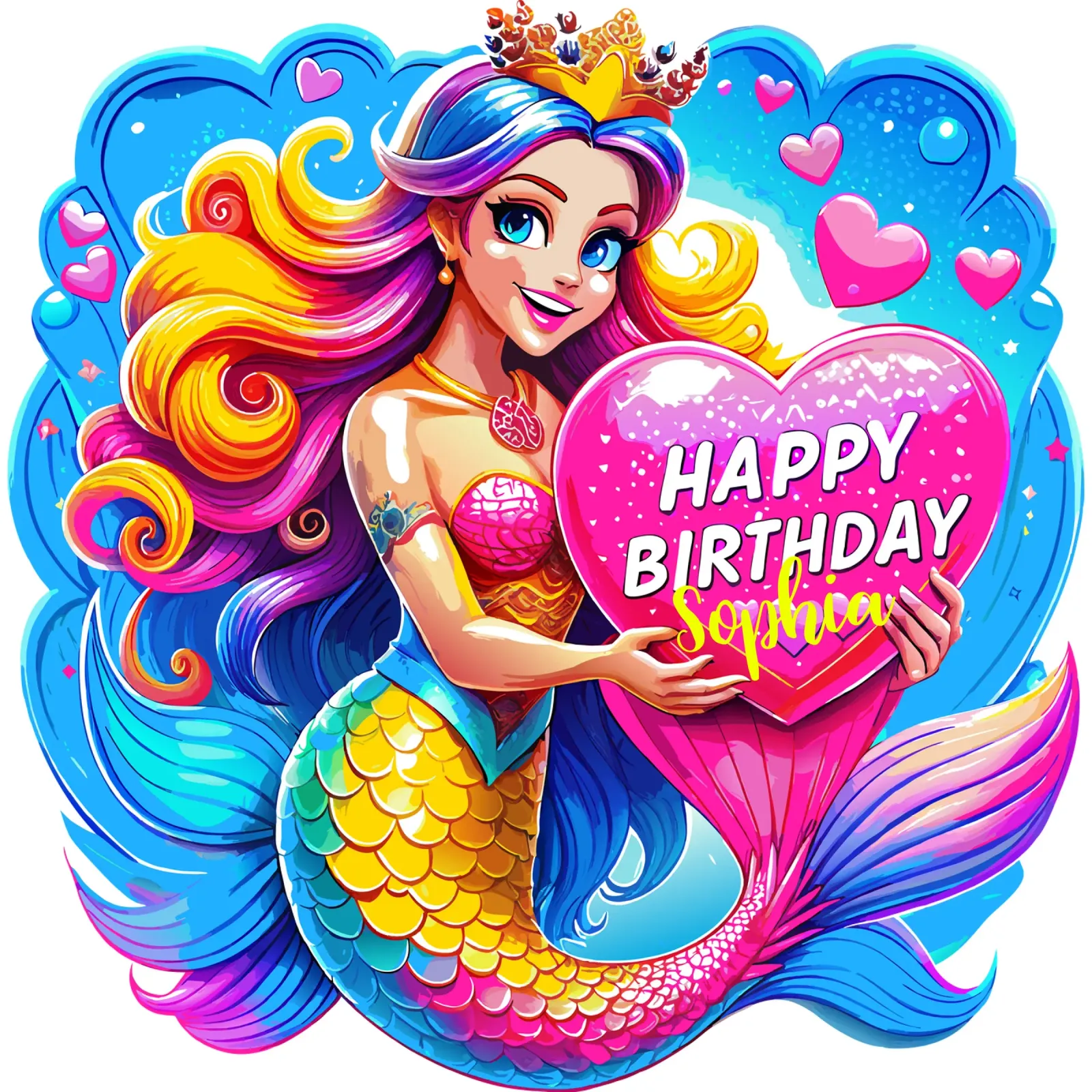 Magical Mermaid Birthday Delight - Custom Name hahnemühle by Artnesia