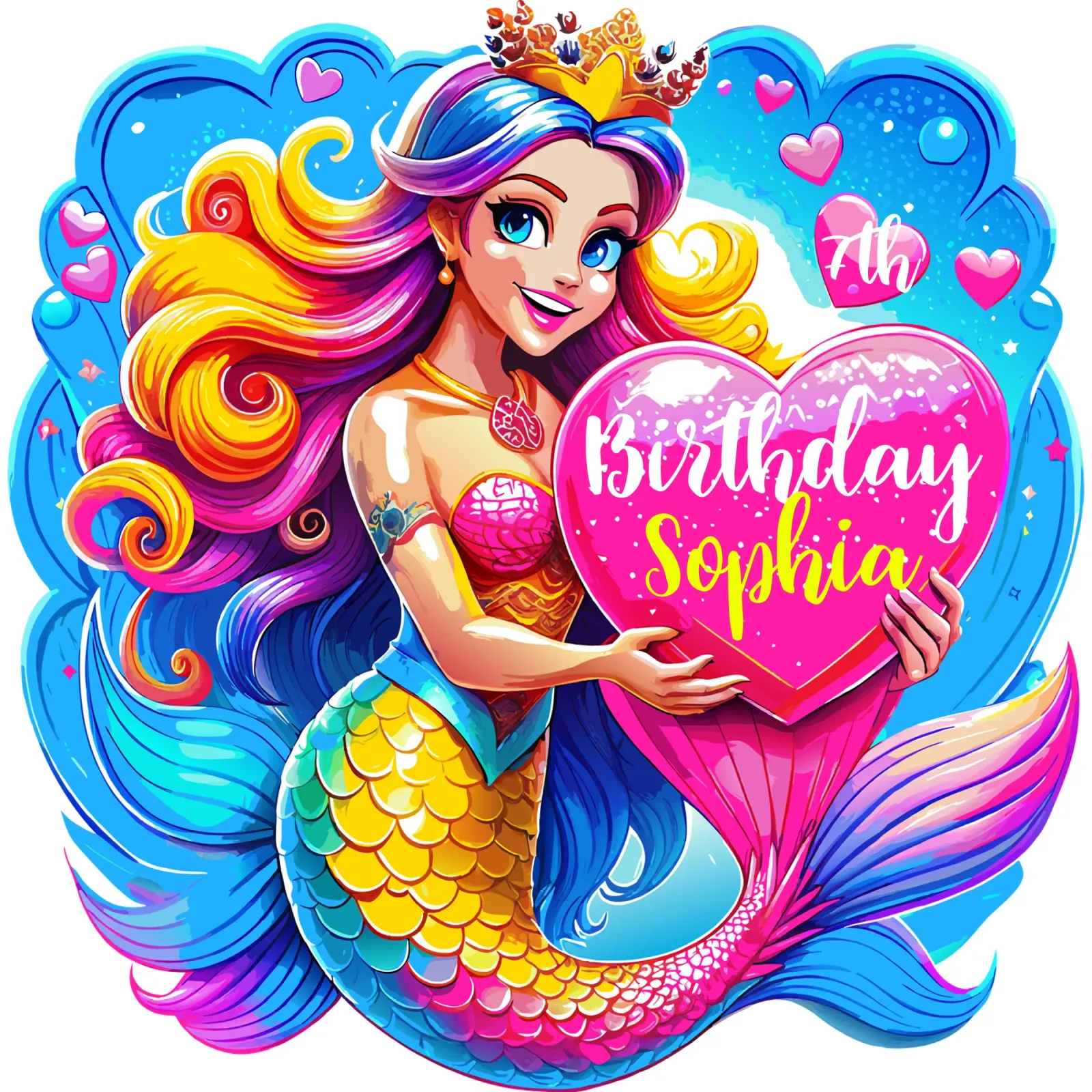 Magical Mermaid Birthday Delight - Custom All Text canvas by Artnesia