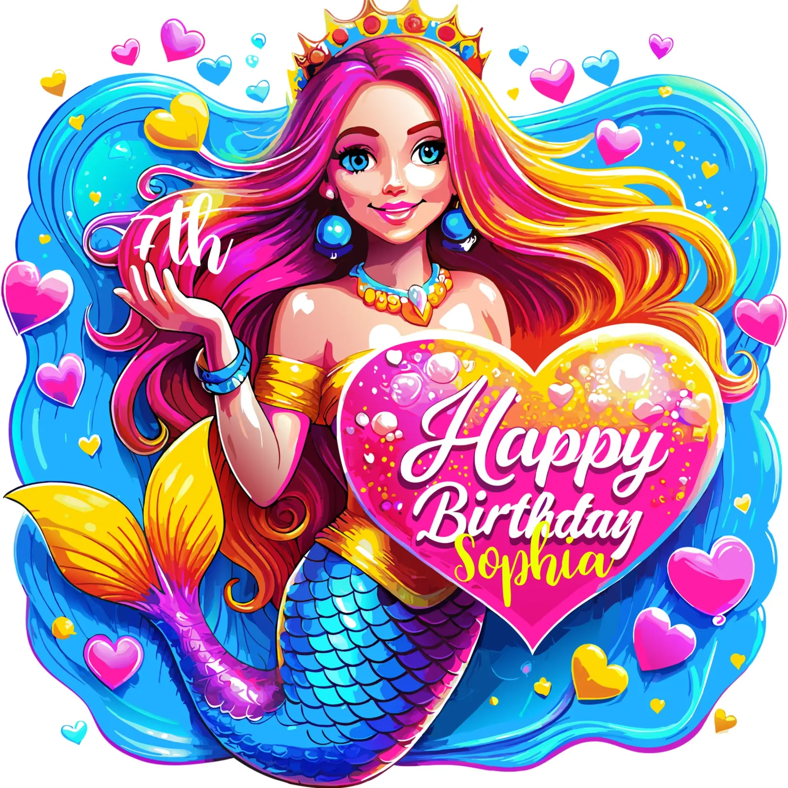 Magical Mermaid Birthday Delight - Custom Name and Age canvas by Artnesia