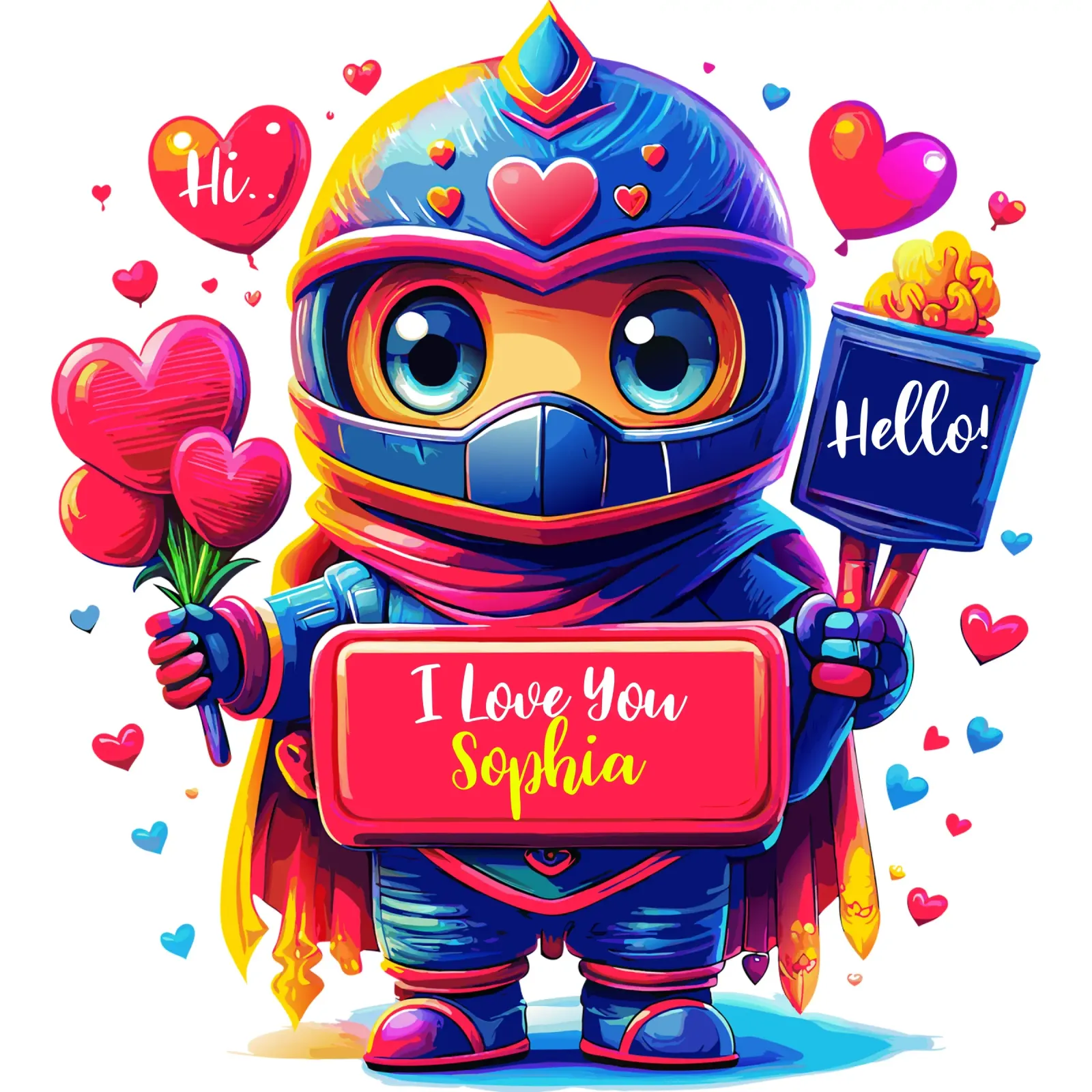 Ninja carino e romantico! Momento speciale del regalo - Testo personalizzato poster con telaio in legno da Artnesia