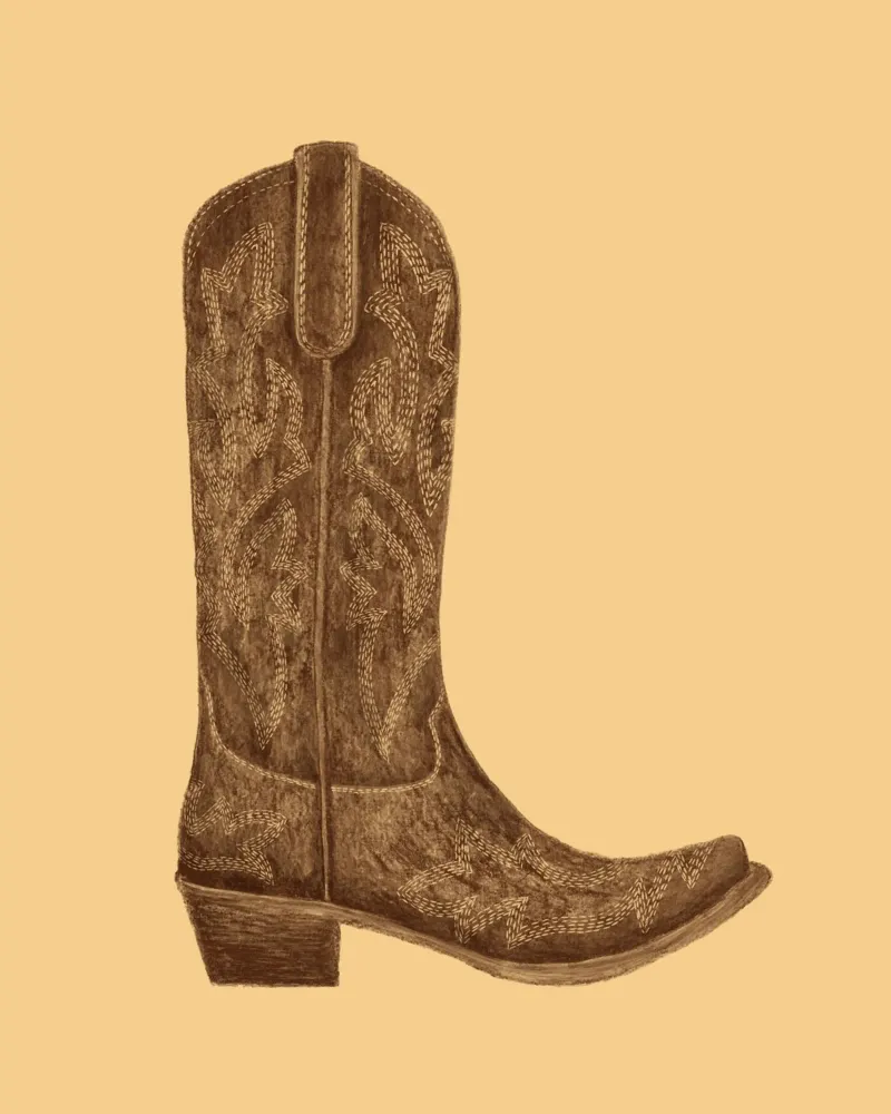 Stivale da cowgirl marrone tela con Cornice a cassetta da AnyoneCanYeehaw