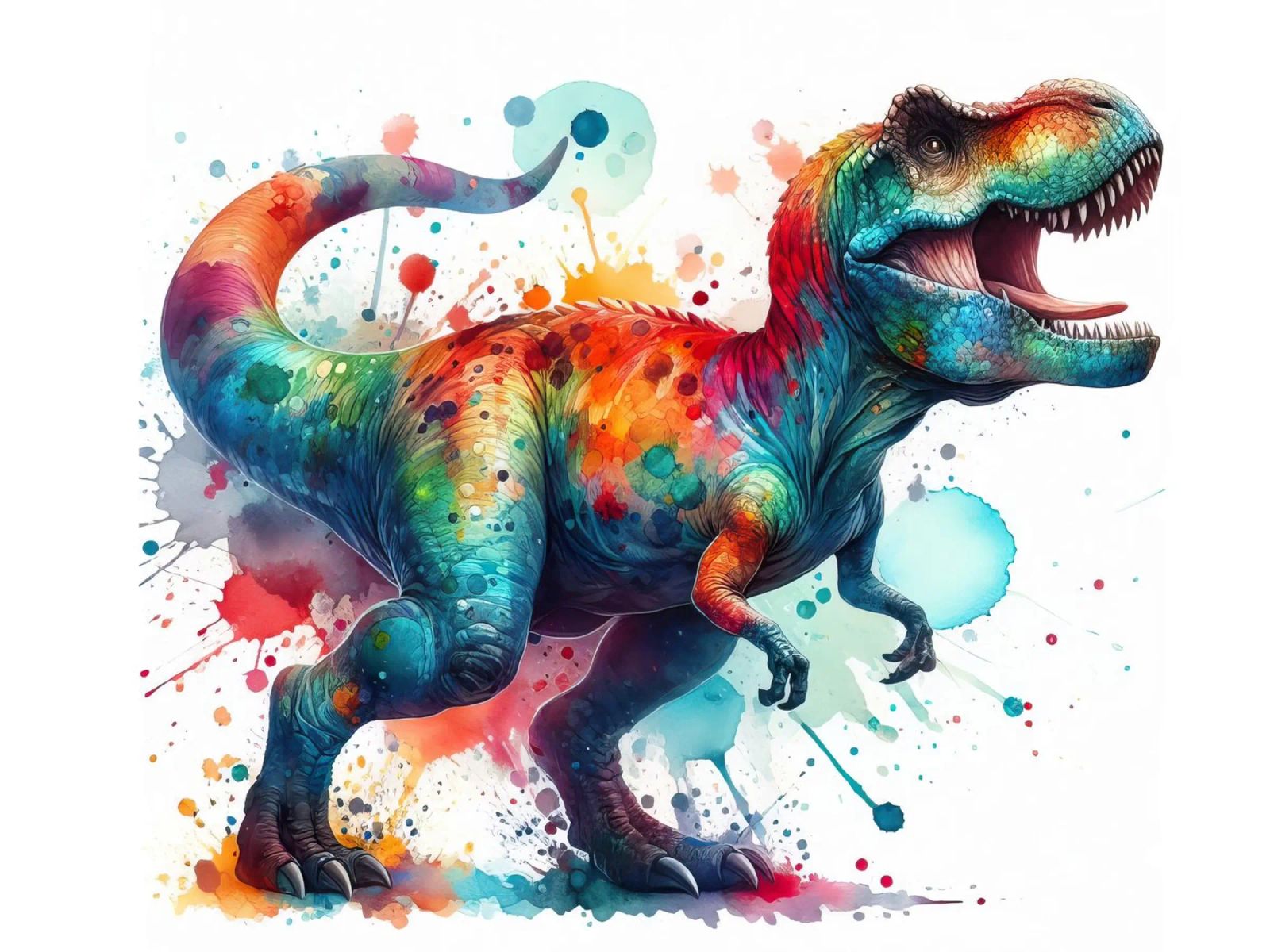dinosaurio tiranosaurio rex en acuarela poster de ARTVI-SHOP