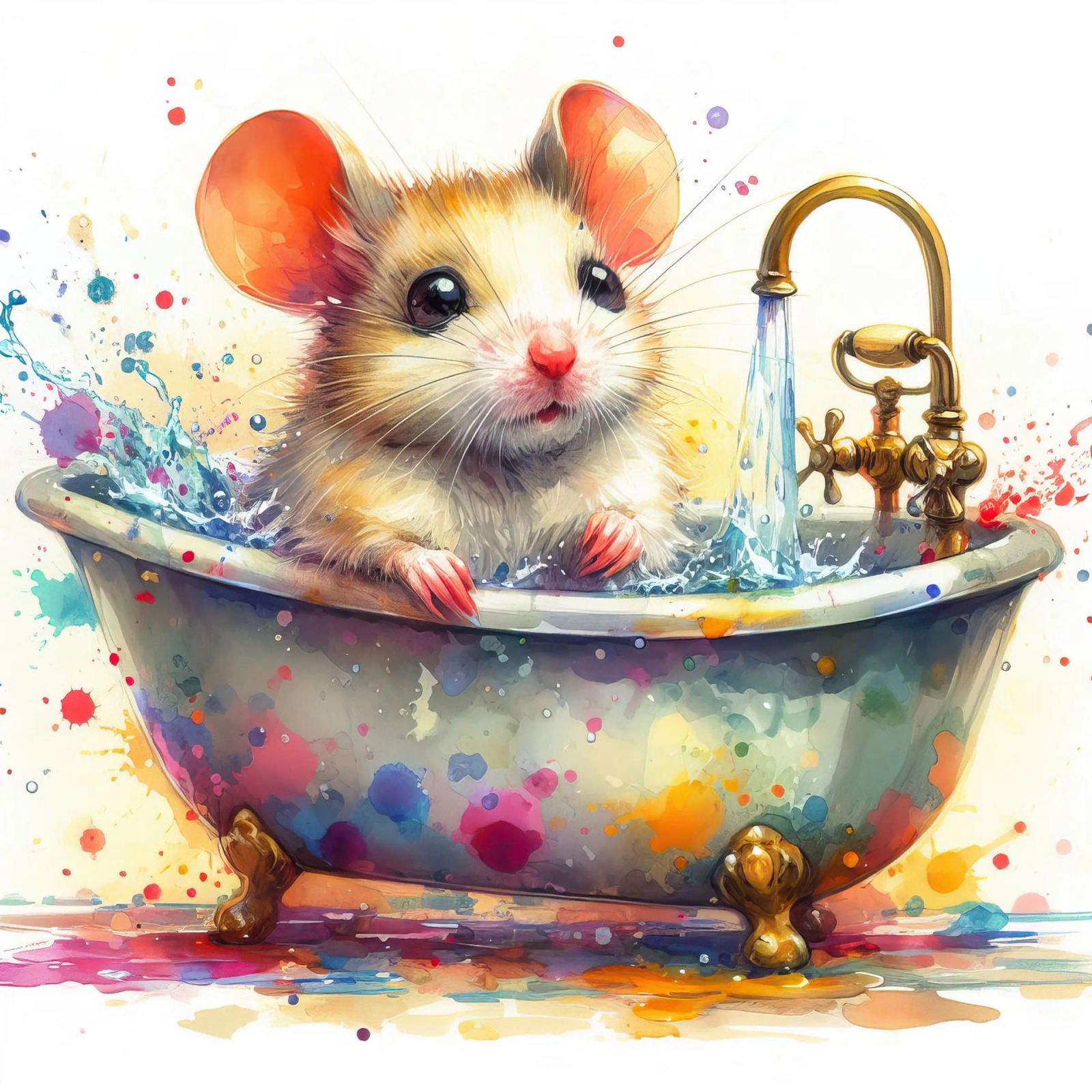 Une souris dans la baignoire poster de ARTVI-SHOP