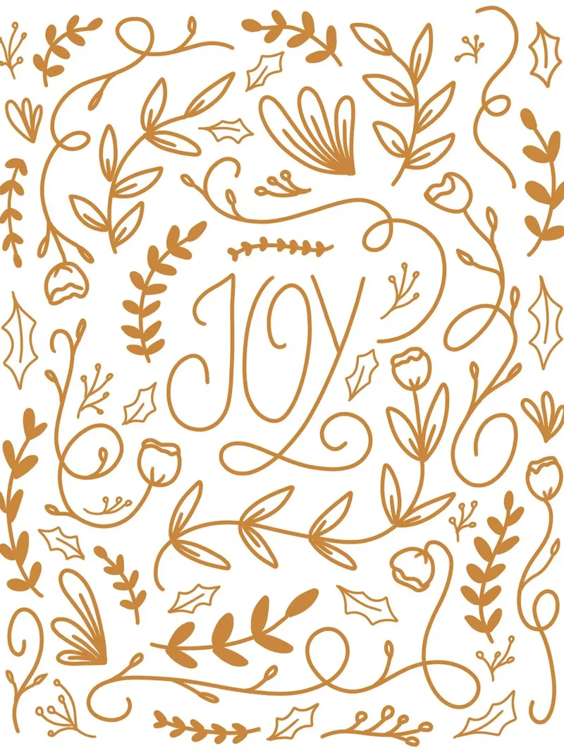 Joy Christmas Design poster con telaio in legno da anisillustration