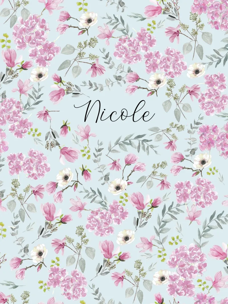 Romantic Floral Pattern Pink Flowers and Name pellicola backlit da anisillustration