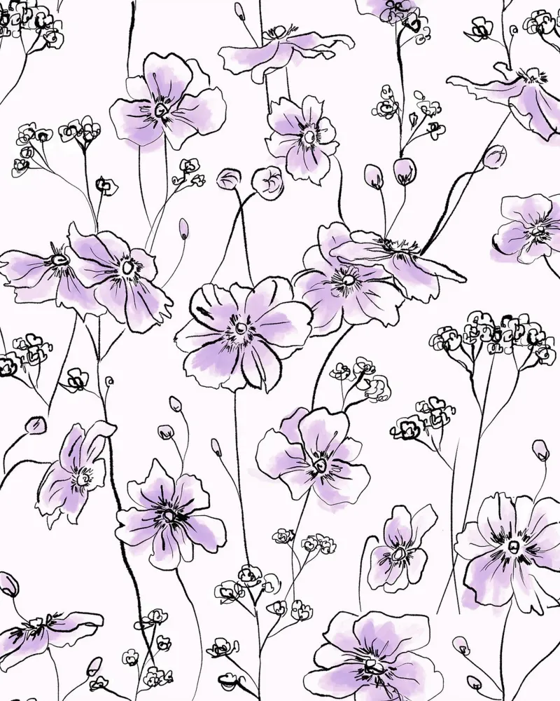 Purple Wild Roses Pattern pellicola backlit da anisillustration