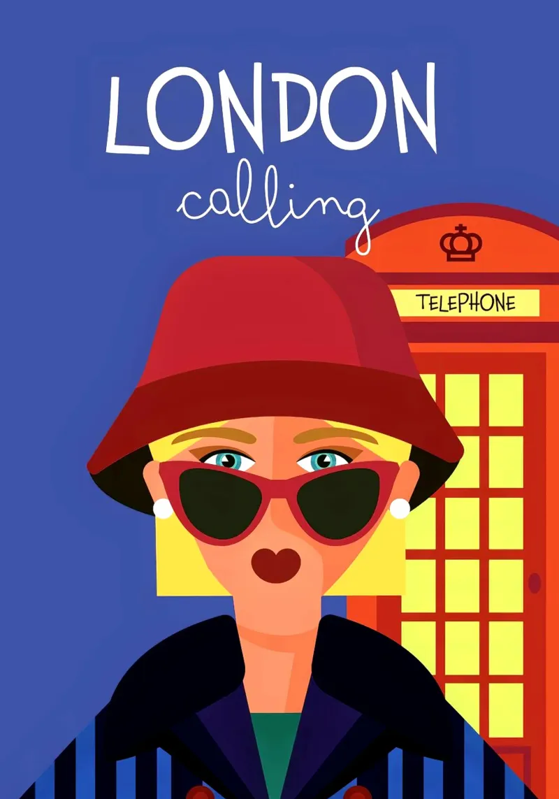 London Calling Poster mit Kunststoffrahmen von Ana Paniagua Design