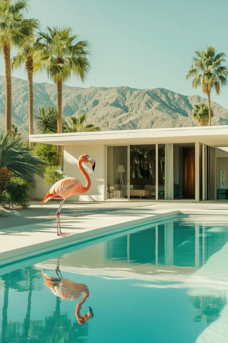 Flamingo by the pool Art canvas by Carinaprint