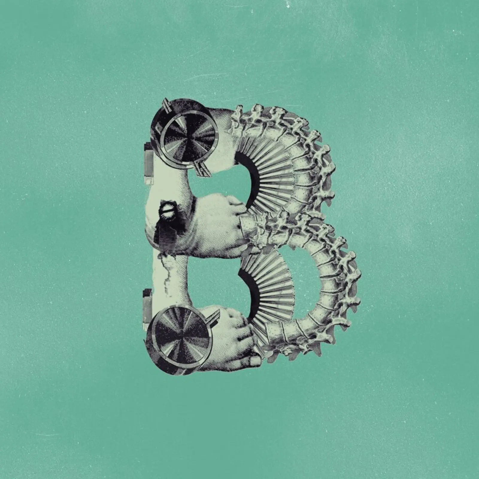 Steampunk Alphabet Letter B poster con telaio in legno da Birgit Palma