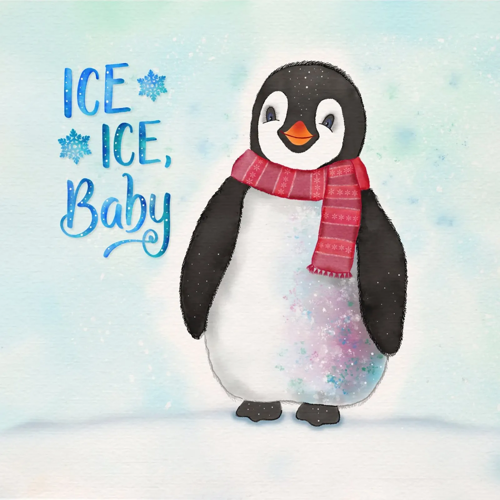 Un pinguino nella neve. Ghiaccio, ghiaccio, bambino. pellicola backlit da CalliLetters