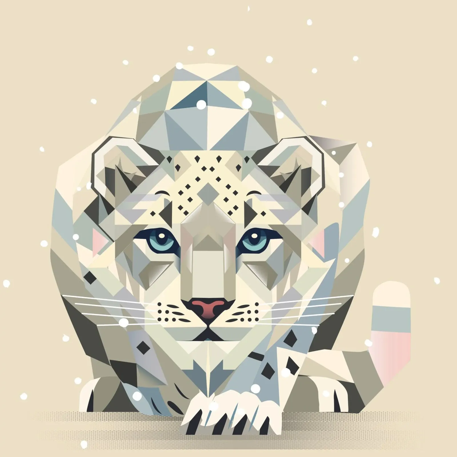 Geometric snow leopard - strong elegance in the wild canvas by namosh