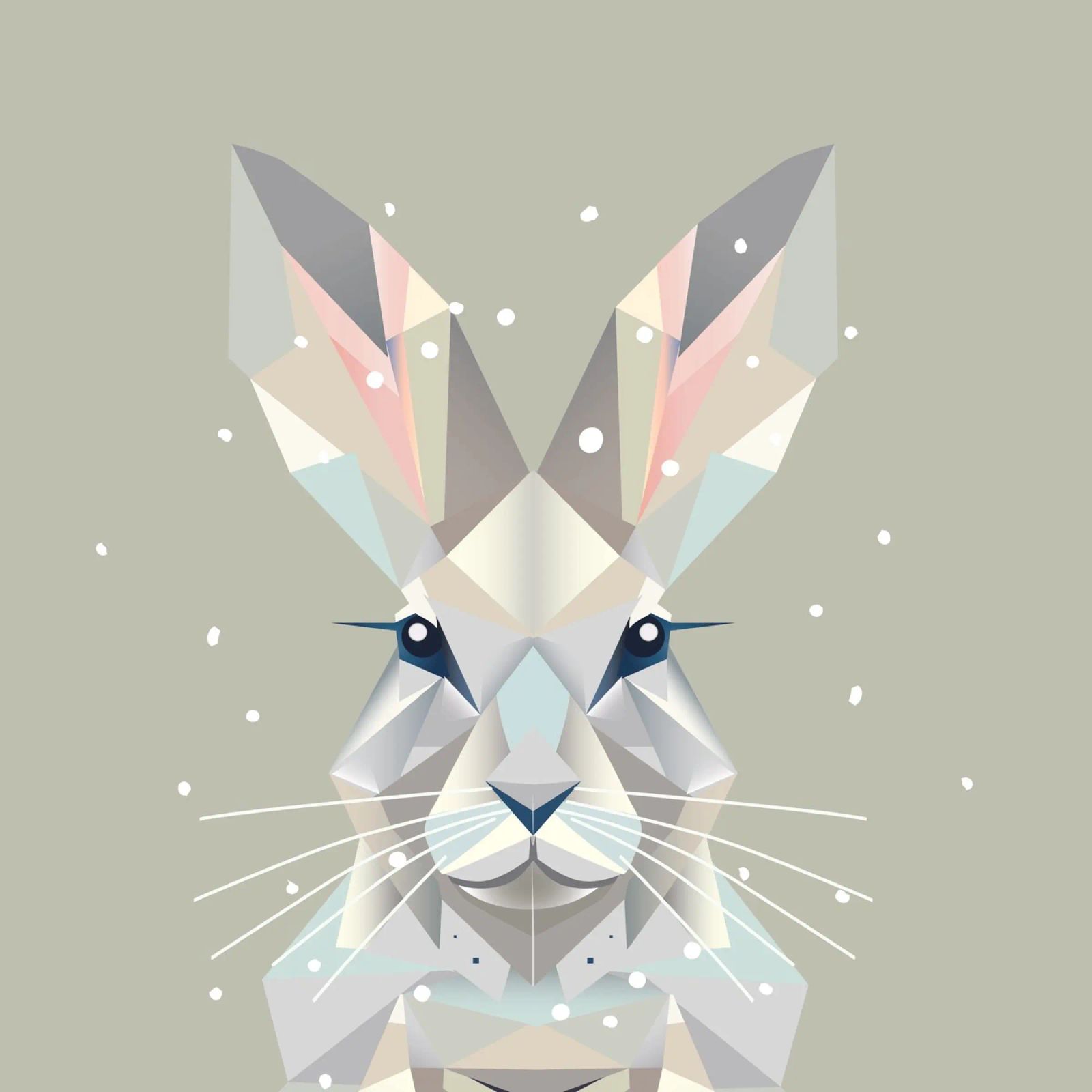 Geometrischer Schneehase – Zeitlose Eleganz des Winters Poster von namosh