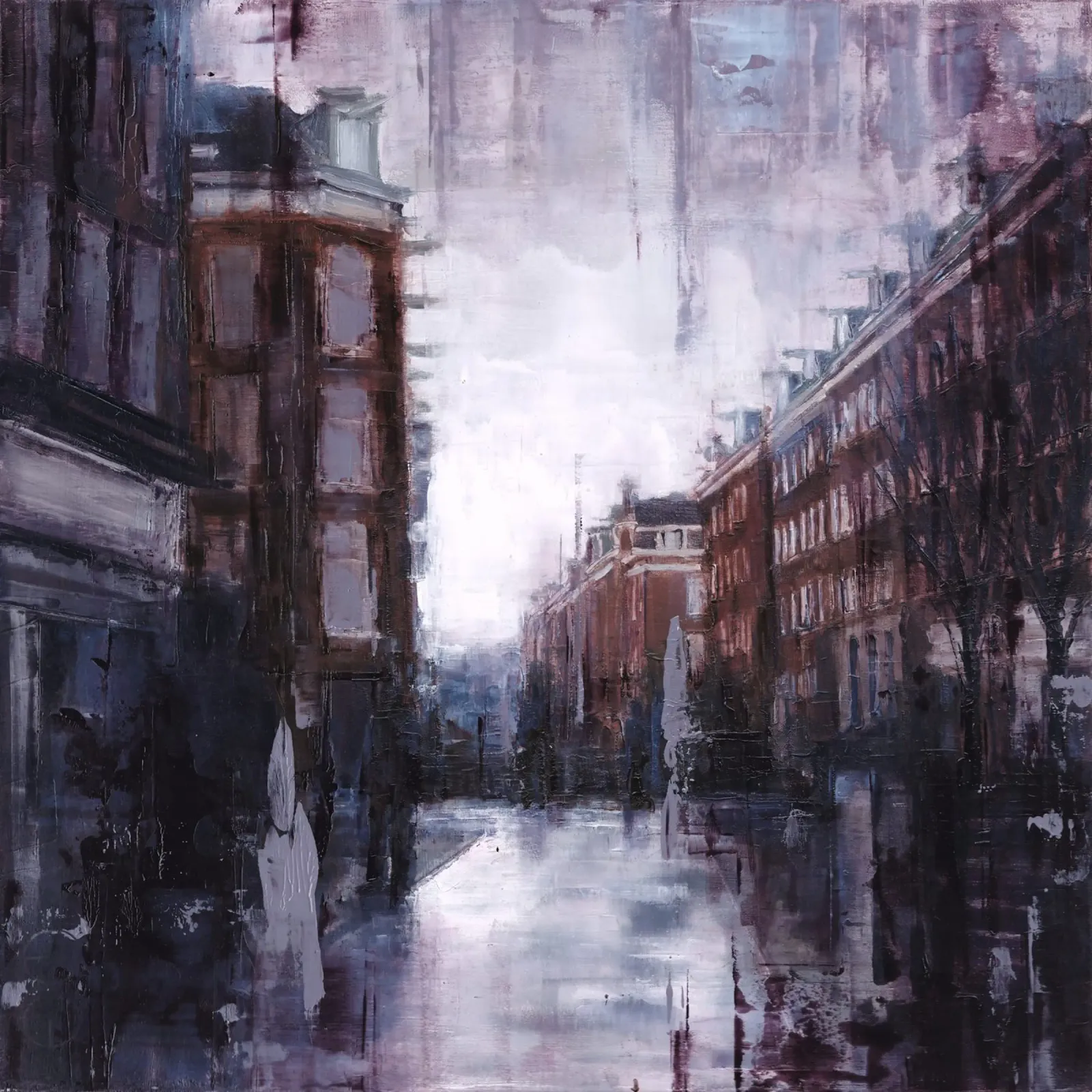 "AMSTERDAM_22_01" - Stadsgezicht bij schemering canvas van Eduard Warkentin Art