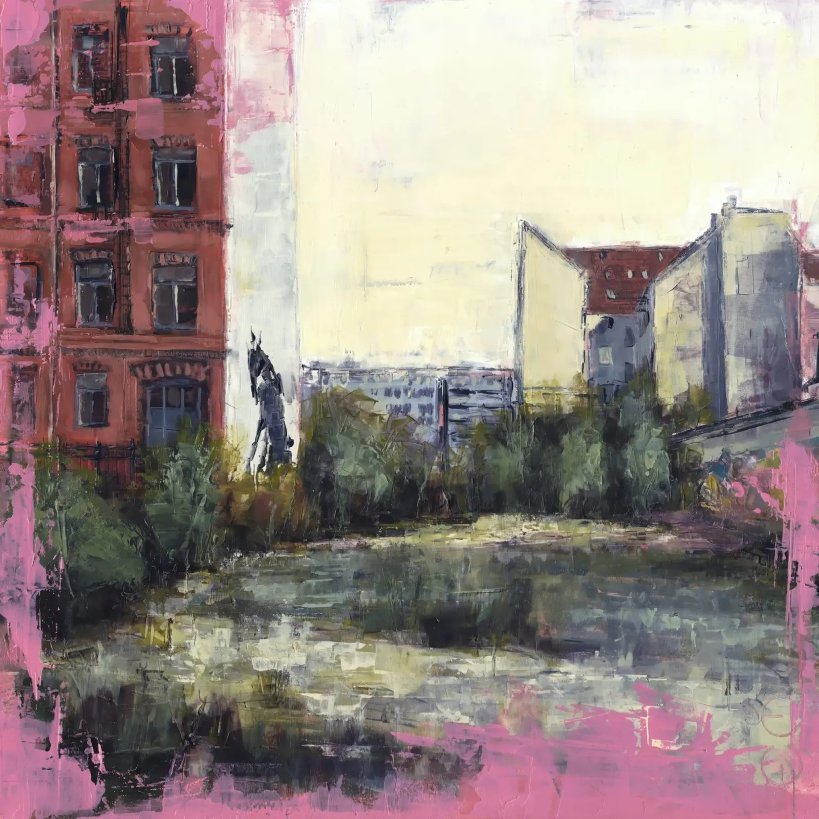 "BERLIN_21_03" - Vista sulla città di Berlino centro tela con Cornice a cassetta da Eduard Warkentin Art