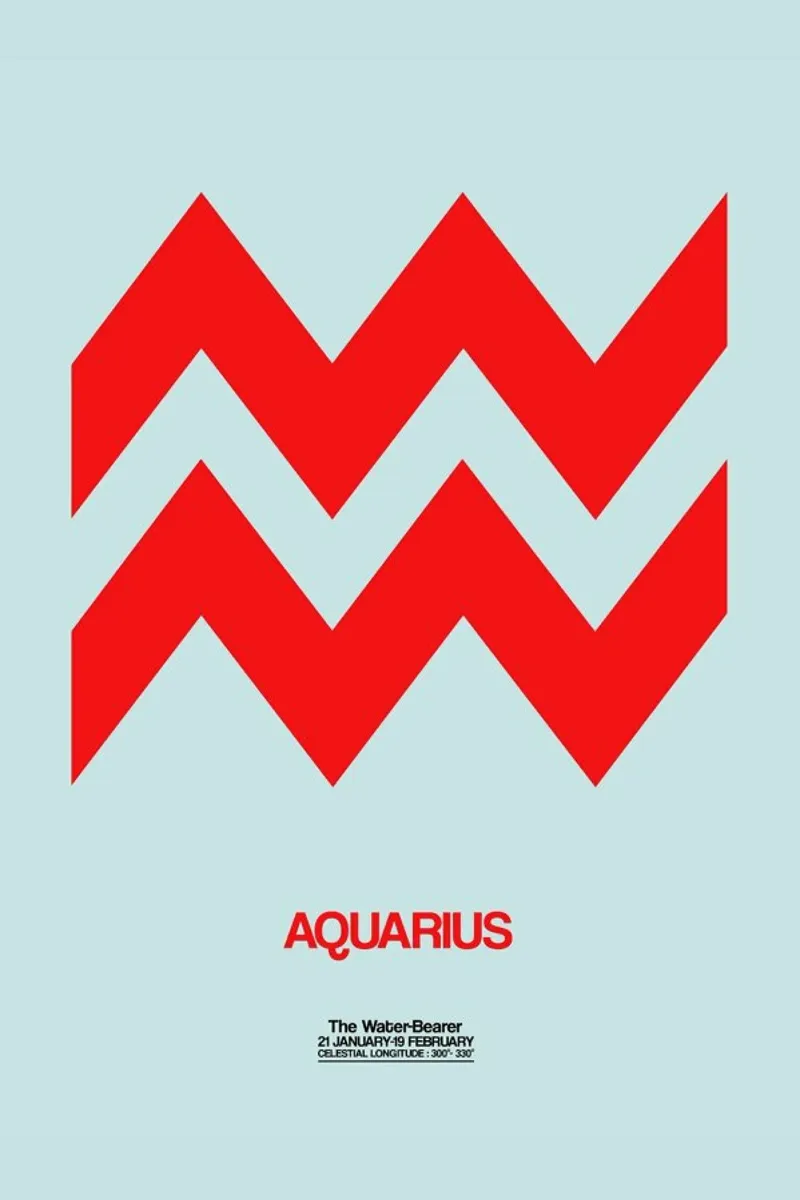 Aquarius Zodiac Sign Red pellicola backlit da Naxart