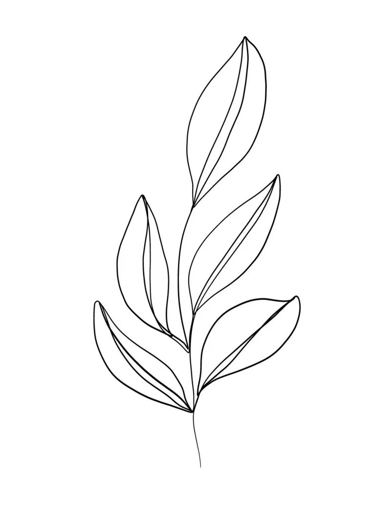Elegant leaf motif - Minimalist line art canvas by Whole©
