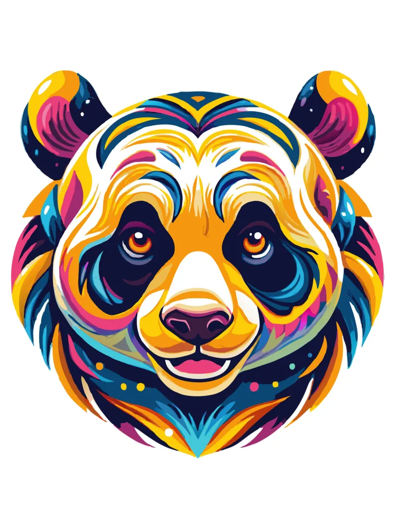 Levendig Psychedelisch pandahoofd - Kleurrijk Pop Art Dier Ill canvas van Artnesia