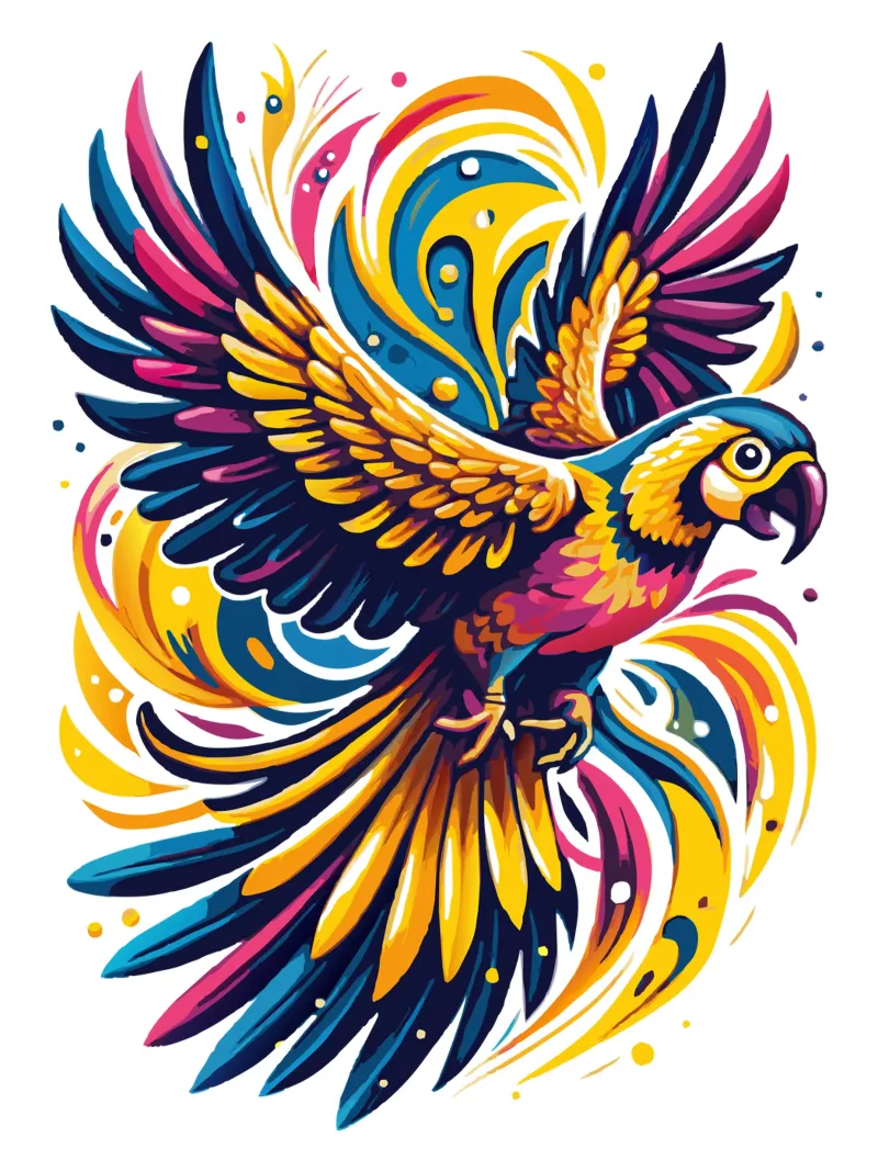 Fly Parrot Colori vivaci pellicola backlit da Artnesia