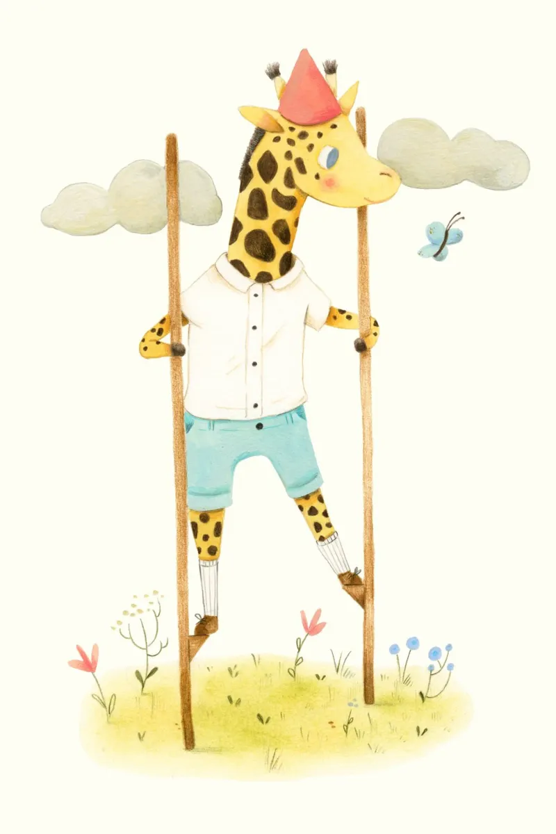 Judith Loske - Giraffe auf Stelzen poster da The Artcircle