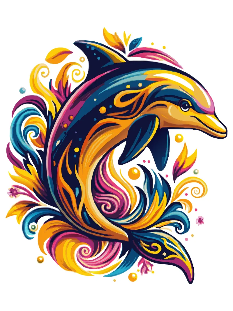 Delphinsprung auf dem Meer Hahnemühle von Artnesia