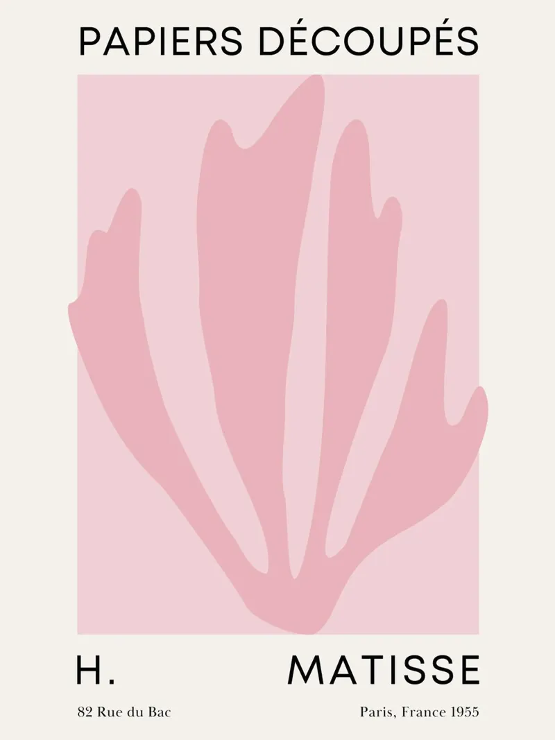 Roze bladvorm - op Matisse geïnspireerd silhouetontwerp canvas met Baklijst van Whole©