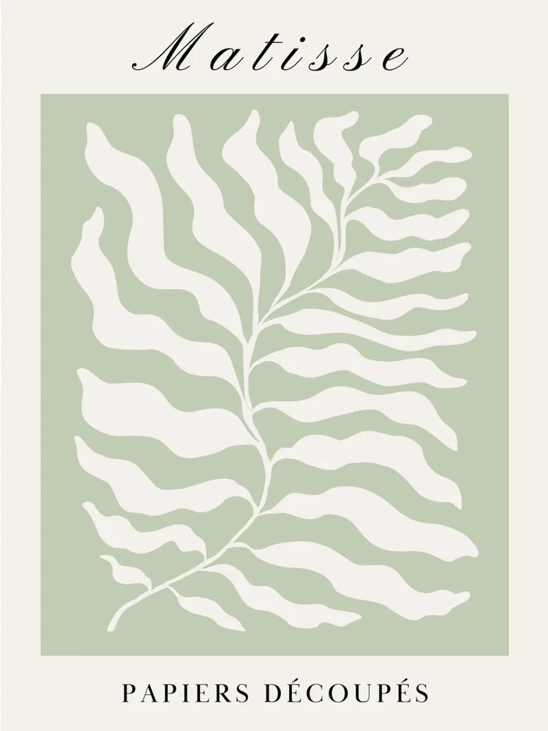 Abstract bladmotief - Op Matisse geïnspireerd kunstwerk canvas met Baklijst van Whole©