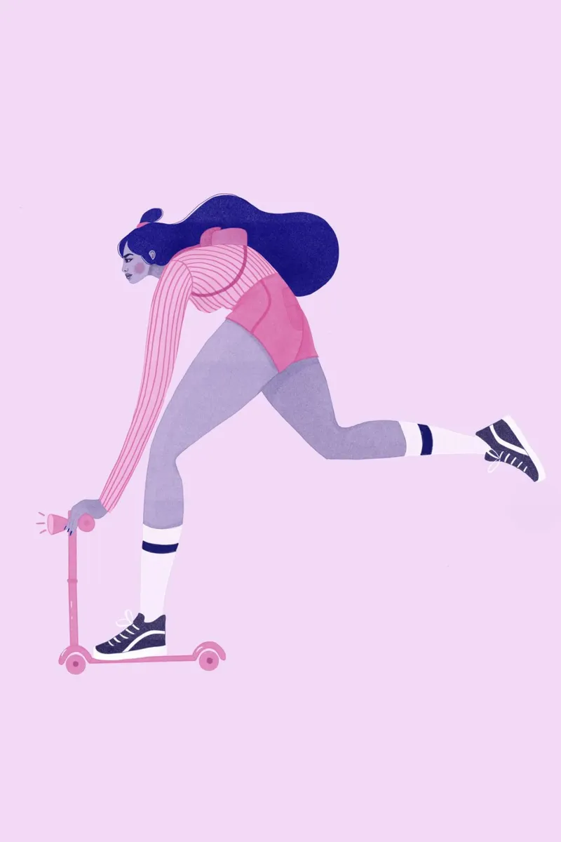 Veronika Grenzebach - Scooting to work canvas with Floater frame by The Artcircle