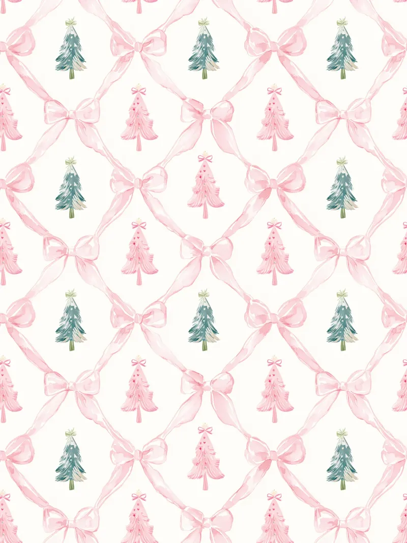 Coquette Estetica Alberi di Natale rosa con fiocchi rosa Y2K alluminio dibond da Gentle Echoes Art