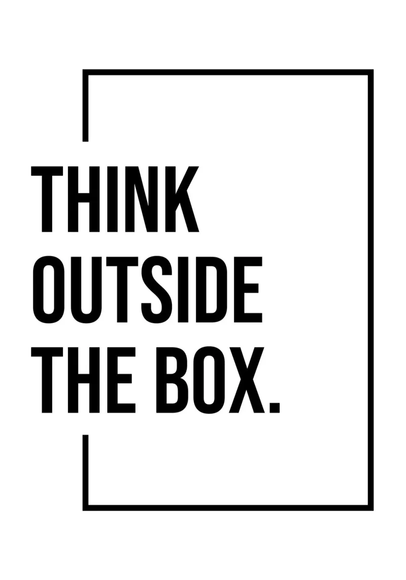Think outside the box quote canvas by Paigaam Studio