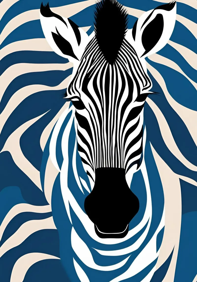 "Le strisce della savana" poster con telaio in legno da DesignArt