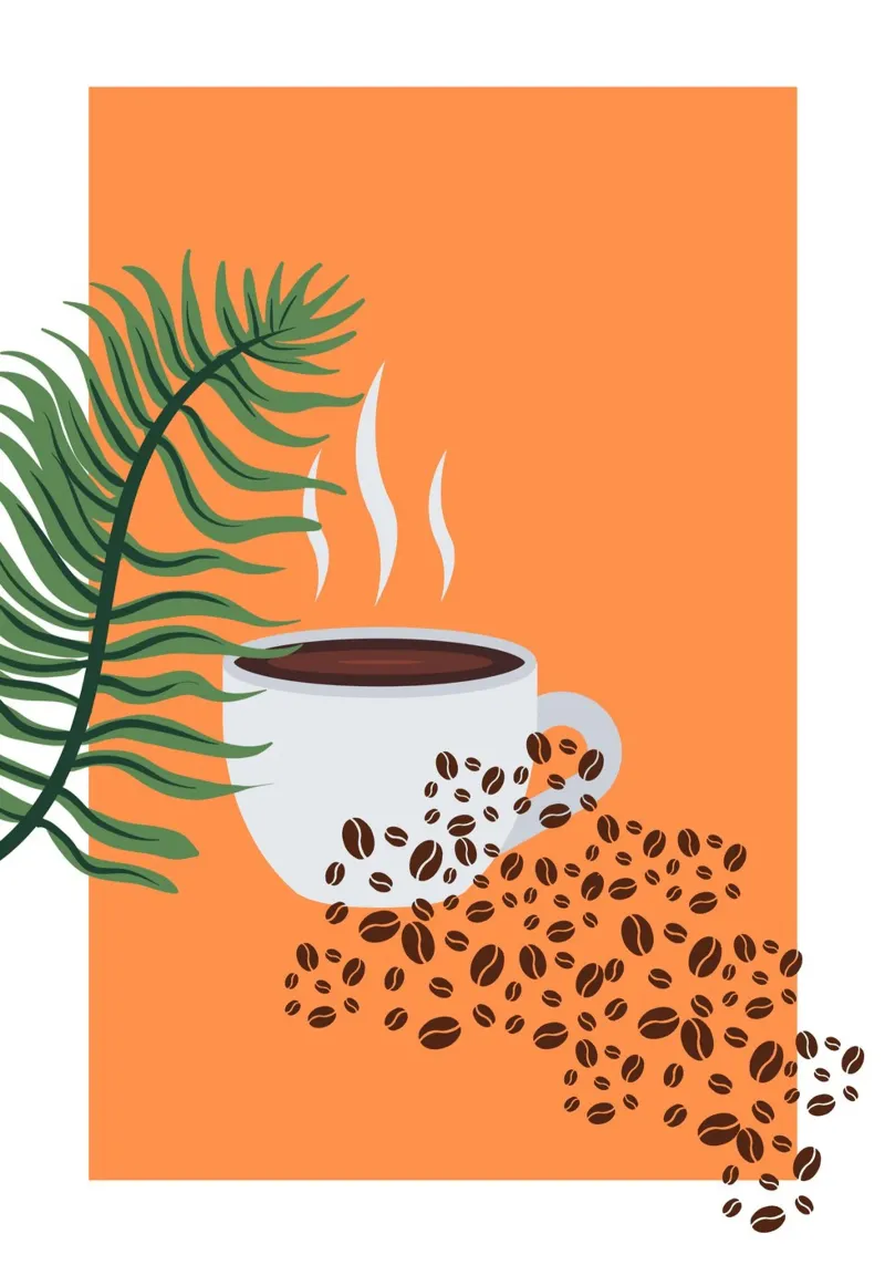 Cup of coffee and fern pellicola backlit da LisaArtes