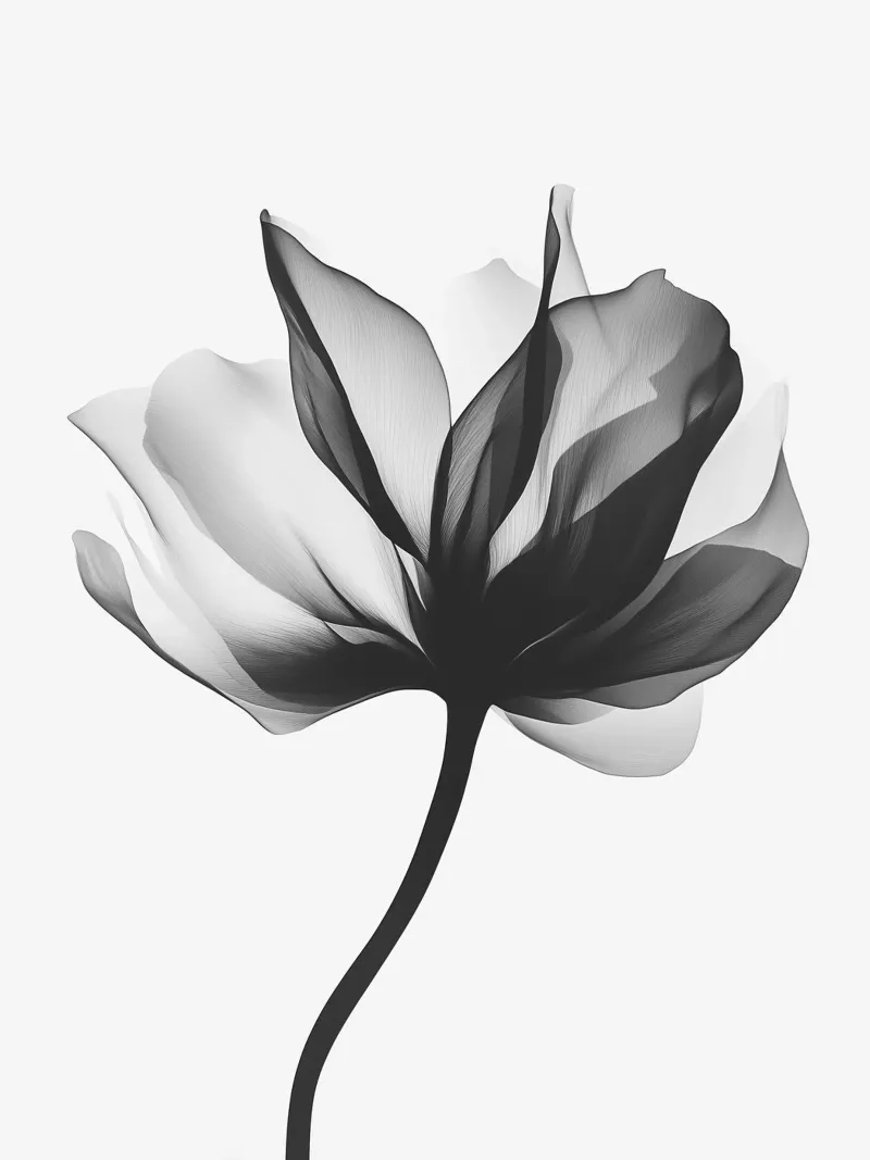 Minimalist blossom, Scandinavian black and white alu-dibond by Katja Stehle Design