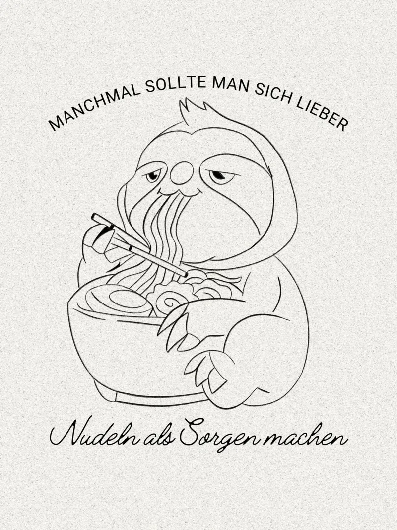 MANCHMAL SOLLTE MAN SICH LIEBER Nudeln als Sorgen machen Leinwand mit Schattenfugenrahmen von ArtDesign by KBK