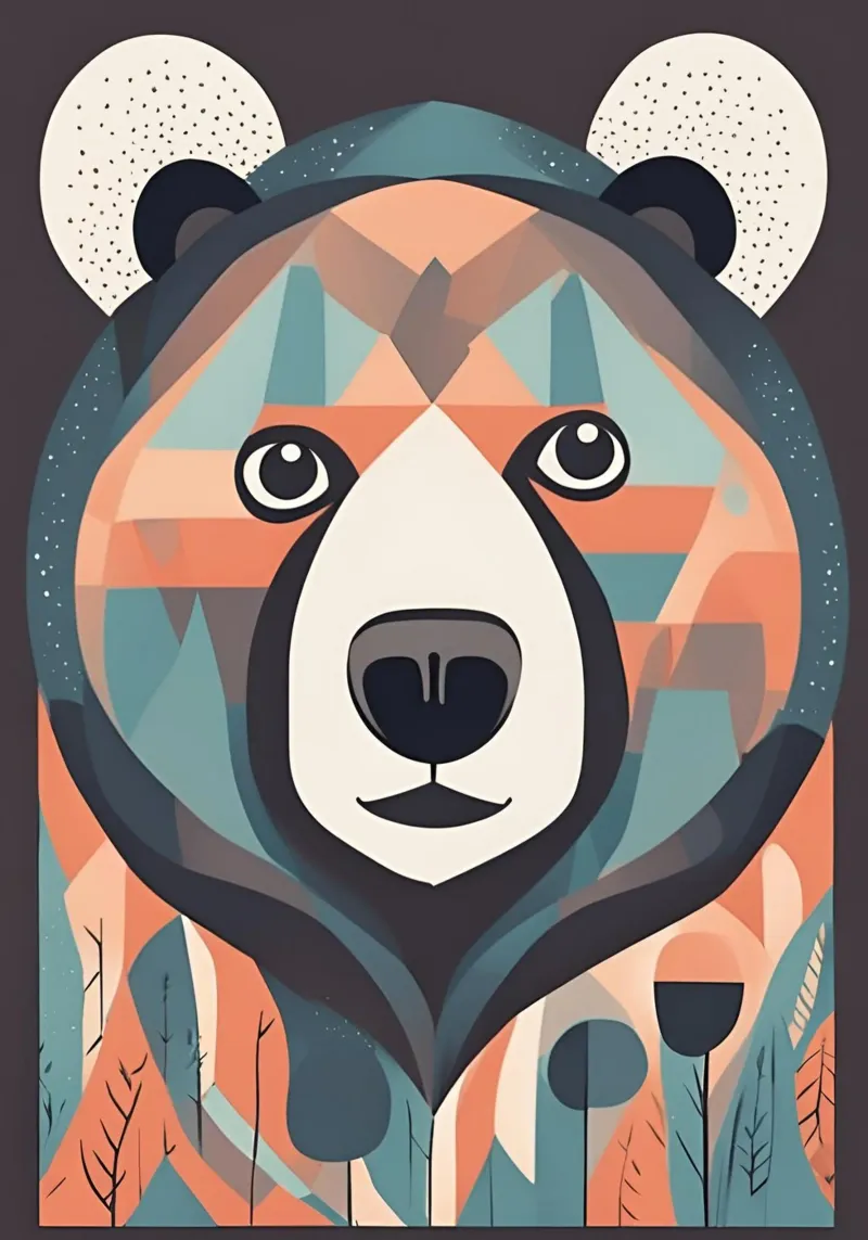"Grizzly geometrico" pellicola backlit da DesignArt